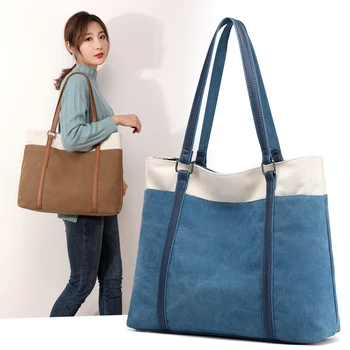 

Women's Canvas Handbags Female Hobos Single Shoulder Bags Woman Crossbody Pack Vintage Solid Big Capacity Ladies Totes Bolsas