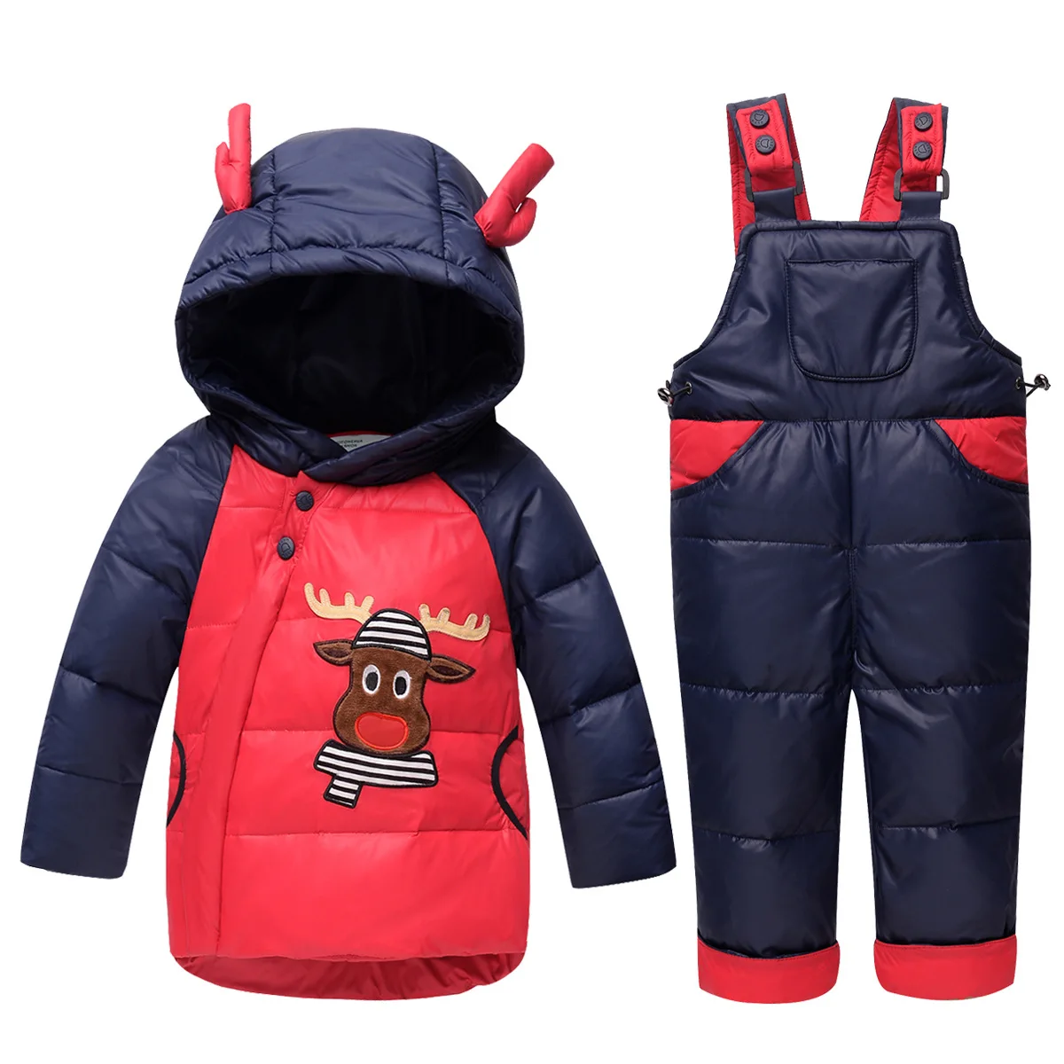 baby winter warm ski suits thick down jackets + down jumpsuit 2 pieces