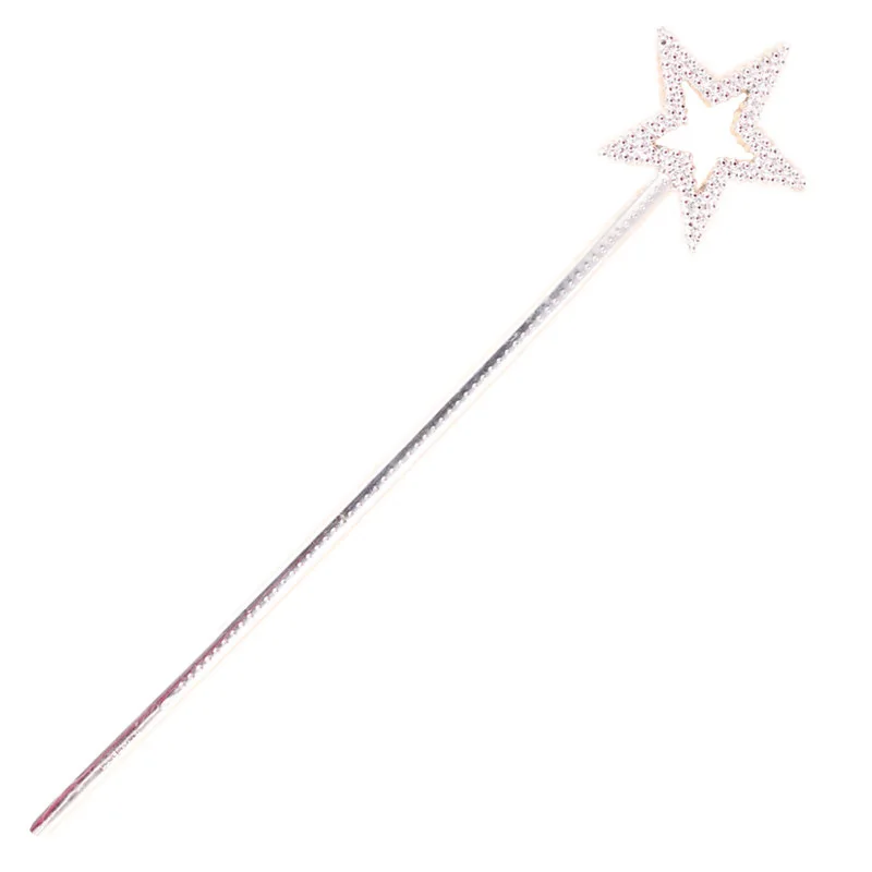 

1Pcs Pentagram Star Fairy Stick Child Show Fairy Tale Bar Angel Rod Role Playing Game Magic Toys Girl Pretend Sticker Toy Silver