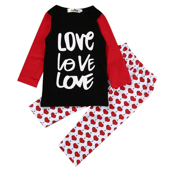 

2PCS New Arrivals Baby Clothing Set Toddler Infant Girls Clothes Love T-shirt+Heart Print Pants Fashion Girl Clothes Outfits Set