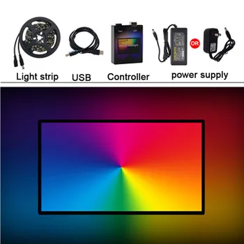 

5V WS2812 USB LED Strip 5050 RGB Replaceable LED TV Background Light Ambilight Display Synchronization1M 2M 3M 4M 5M LED Light