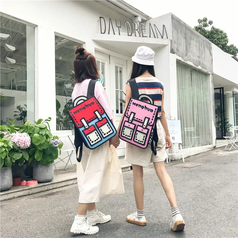 Menghuo 3D Anime Bag Cartoon Women Backpack School Bag 3D Style Canvas 2D Travel Drawing Book Mochila for Teenagers Girl Mochila (61)