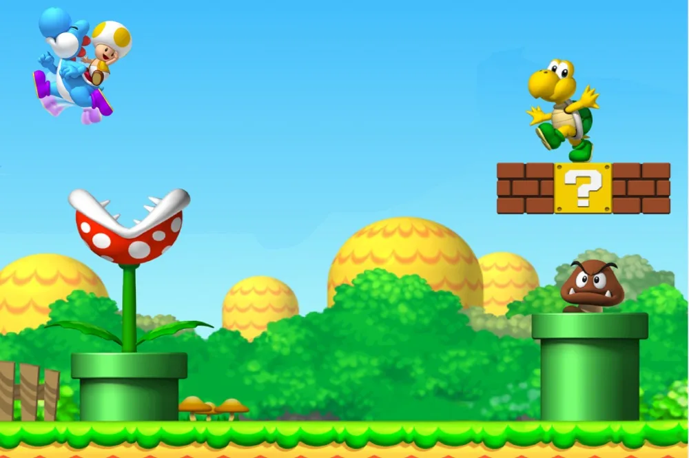 

7x5FT Mushroom Marie Bricks Game Clearance Custom Photo Studio Backgrounds Backdrops Vinyl 220cm x 150cm