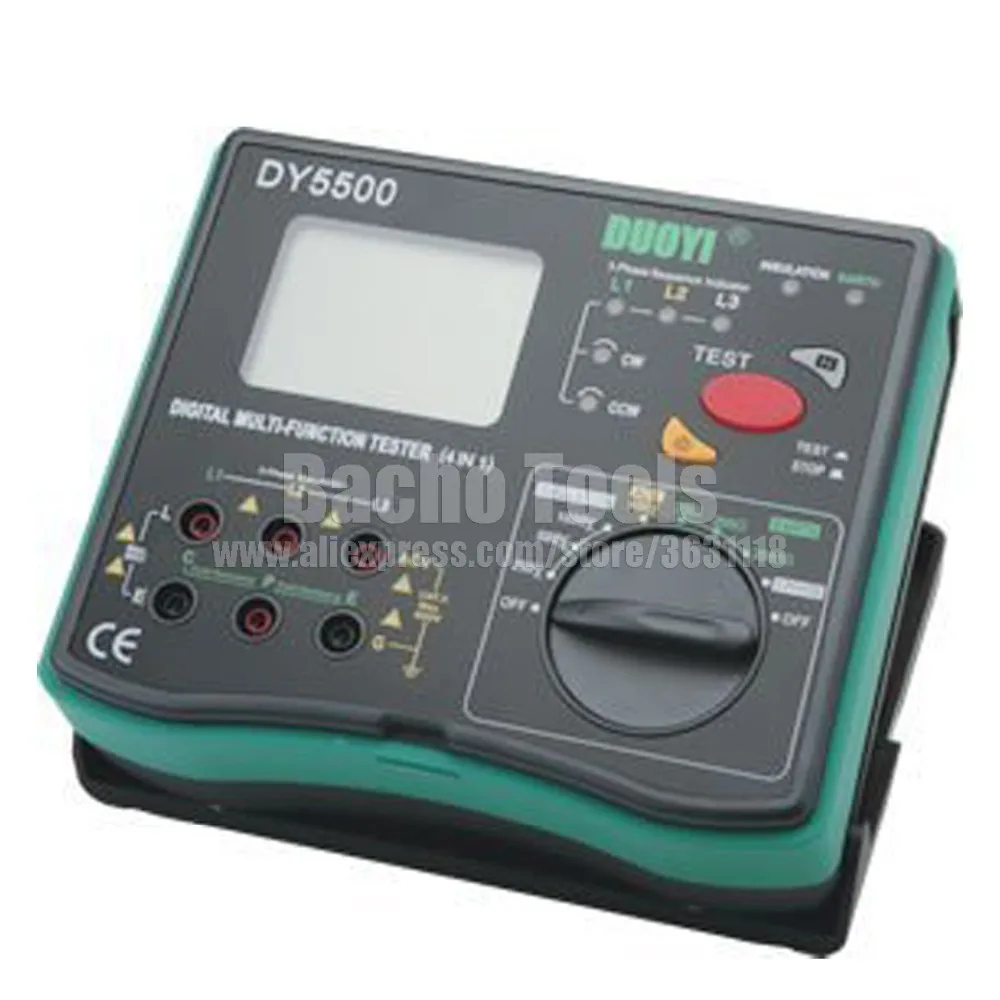 

DY5500 4 in 1 Digital Multi-function Tester Multimeter - Insulation Tester + Earth Tester + Voltmeter + Phase Indicator