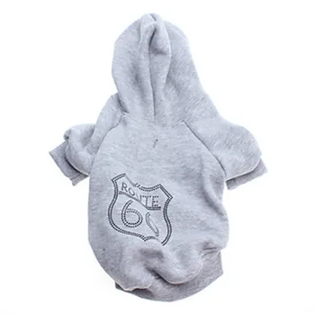 

Pet Dog Clothes Soft Fleece Hoodiie Warm Autumn Winter Route 66 Patten Design Clothes for Dogs Cats