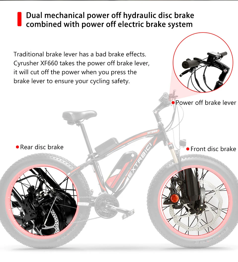 Discount Cyrusher XF660 1000W 48V motor eletric bike 21 speeds oil spring full suspension fork E bike with smart remote control 4