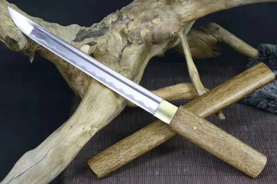 Ручная работа японский самурайский острый меч катана HRC58 меч из углеродистой стали Танто Полный Тан можно отрезать бамбук