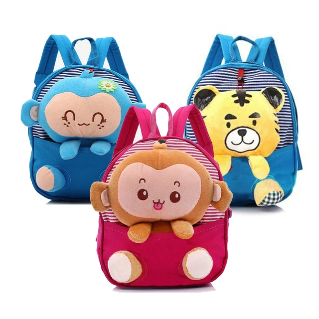 New Cute Kids School Bags Cartoon Monkey Tiger Dolls Soft Cotton New Cute Kids School Bags Cartoon Monkey Tiger Dolls Soft Cotton Backpack Mini Baby Toddler Book