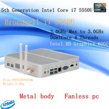 5th Gen i7 5500U 5550U CPU Fanless HTPC Micro PC Small Size htpc Graphics HD6000 Computer