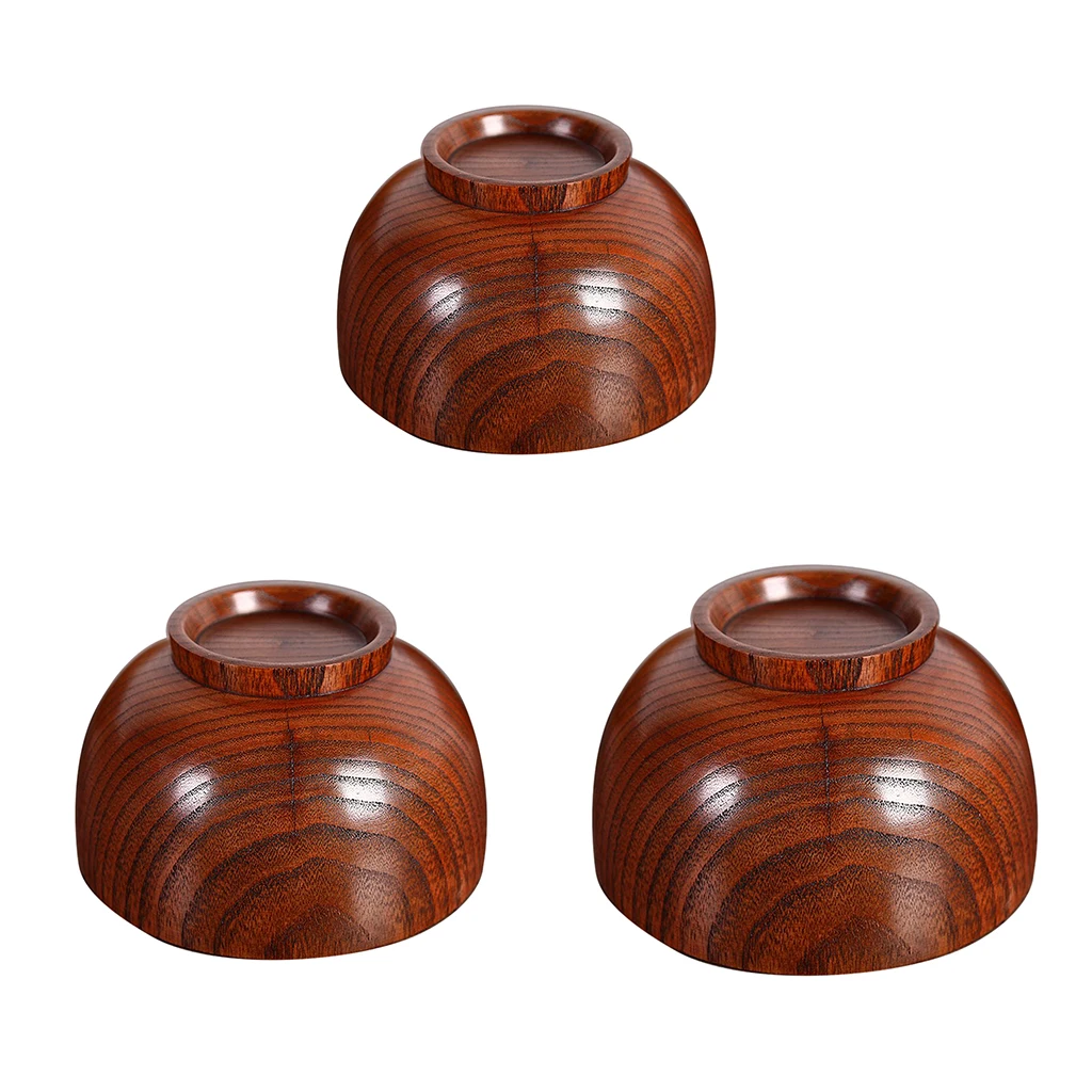 Natural Wooden Bowl Chinese Food Containers Tableware Kitchen Mixing Bowl Soup Noodle Rice Dinner Dishes