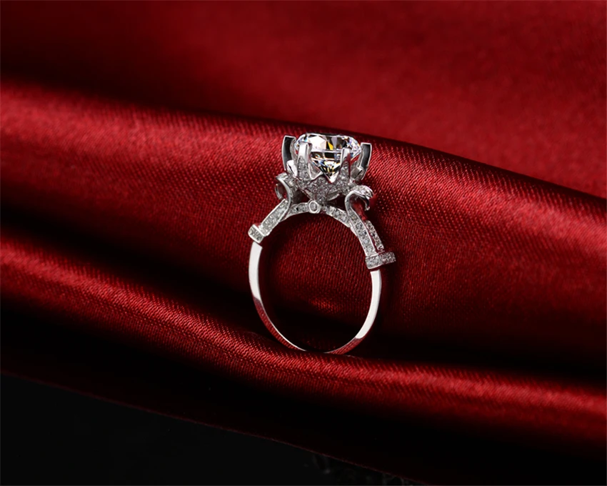 Schwungvoll 5Ct 11 мм Тест Положительный Moissanite бриллиантовое кольцо тест положительная