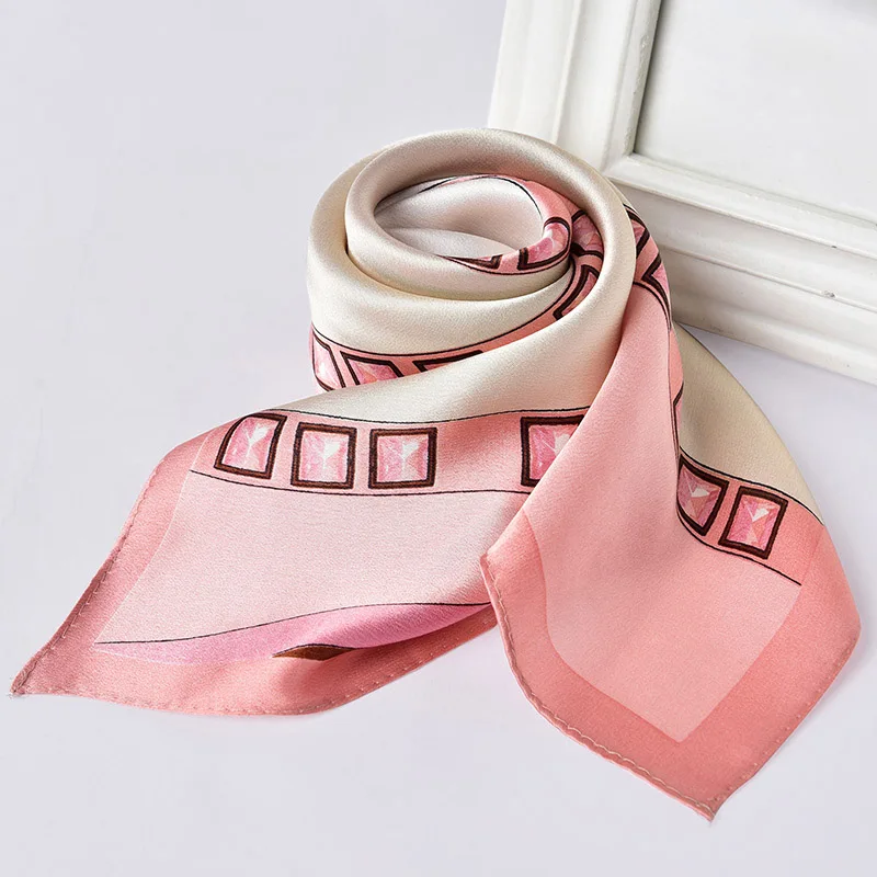 Ханчжоу натуральный шелковый платок для женщин роскошный принт настоящий Шелковый платок небольшой квадратный шелковый шарф платок 65x65 см - Цвет: Color 22