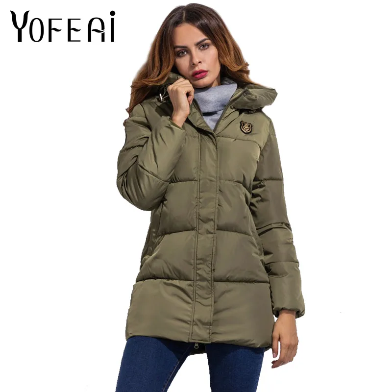 YOFEAI New Arrival Women Jackets Autumn Winter Basic Jackets Fashion Long Style Down Jacket Hooded Coat