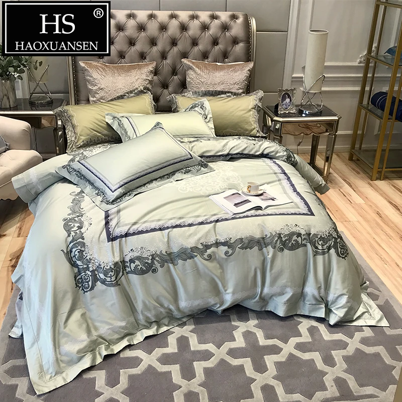 

Queen King Size 800 Thread Count Bedding Sets Egyptian Cotton European Floral and Lace Digital Print 4pcs Double Bed Linen Set
