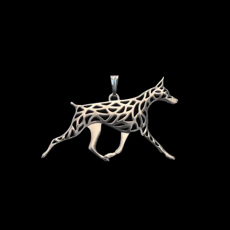 

2019 Hot Sale Cutout Jewelry Alloy Pendants Metal Cute Pet Doberman Dog Pendants
