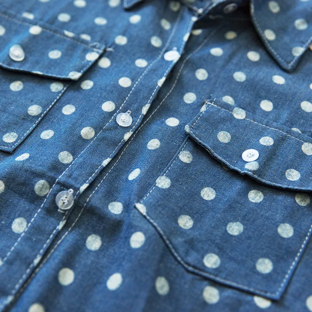 Blusas femininas горячая распродажа Женские джинсовые блузки ретро в горошек кружевные