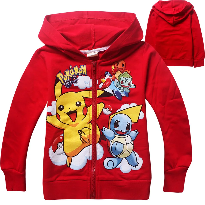 Pokemon Pikachu Kids Boys Girls Clothes Hoodies Sweatshirt Hoodie Top Coat 3-10Y