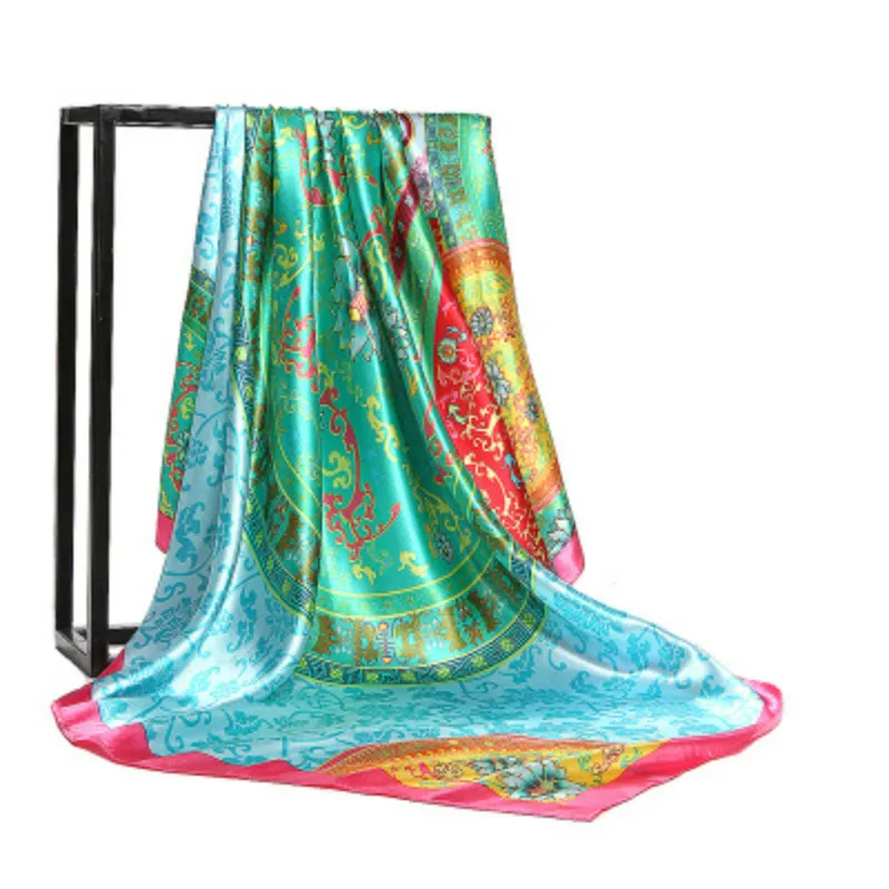 New Design Woman Silk Scarf 90*90cm Square Satin Scarves for Women Head Scarf for Hair Silk hair scarf for sleeping 2018