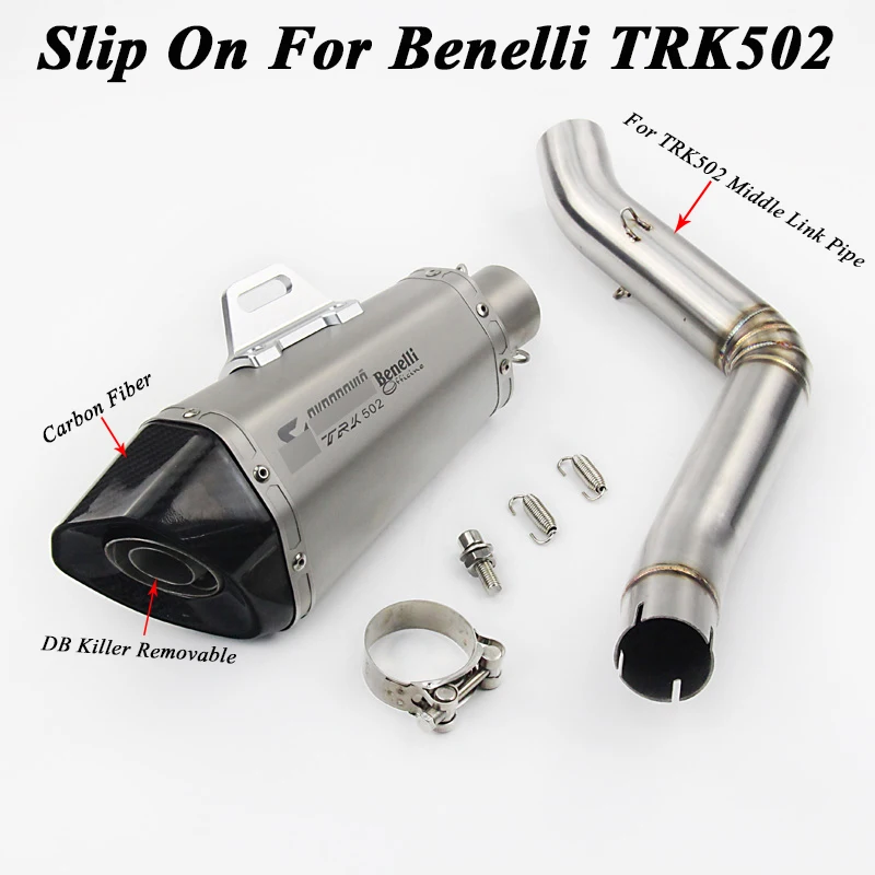TRK502 мотоциклетная полная система выхлопная средняя Соединительная труба мотоциклетная лазерная маркировка для Benelli глушитель из углеродного волокна для Benelli TRK 502
