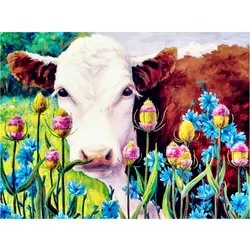 Цветы корова 5d DIY алмаз живопись полный квадратный настенный Декор подарок мозаика, алмазная вышивка смолы ремесел Вышивка крестиком JS2575