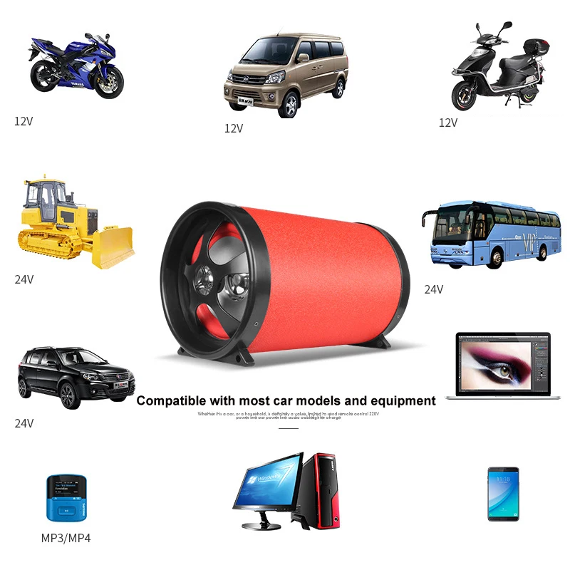 Универсальный автомобильный сабвуфер Bluetooth 6 дюймов 12 В 24 220 80 Вт HIFI звук супер бас
