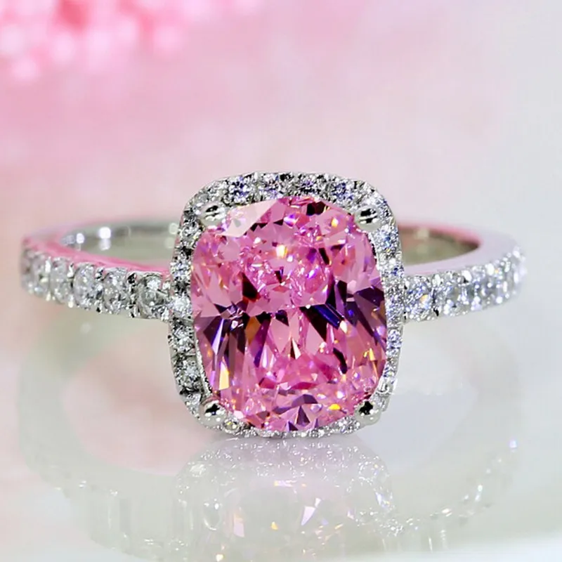 new jewelry engagement band 3ct pink gem 5a zircon birthstone 925 sterling silver women wedding ring - Pink Wedding Ring new jewelry engagement band 3ct pink gem 5a zircon birthstone 925 sterling silver women wedding ring - Pink Wedding Ring