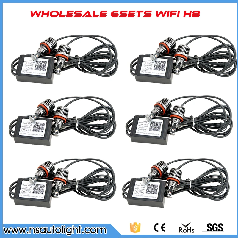 6sets WIFI RGB H8 72W LED Marker for BMW E87 E82 E92 E93 E70 E71 E90 E91 E60 E61 E63 E64 LED Marker car angel eyes light bulb hopstyling 2x e60 e61 f10 e81 e82 e87 e88 e90 e91 e92 e93 car led fender side turn signals led marker light 12v smd3528 bulb