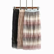 Юбка феи, летняя Радужная сетчатая юбка, плиссированная юбка, Студенческая юбка для девочек, тонкие Многослойные газовые Юбки принцессы