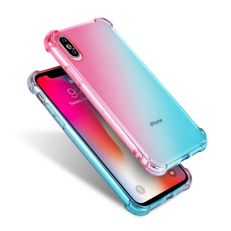 

Anti-Shock Gradient Phone Case for iPhone 11 Pro Max Case for iPhone X XR XS Max 7 8 Plus Soft Back Cover for iPhone 11