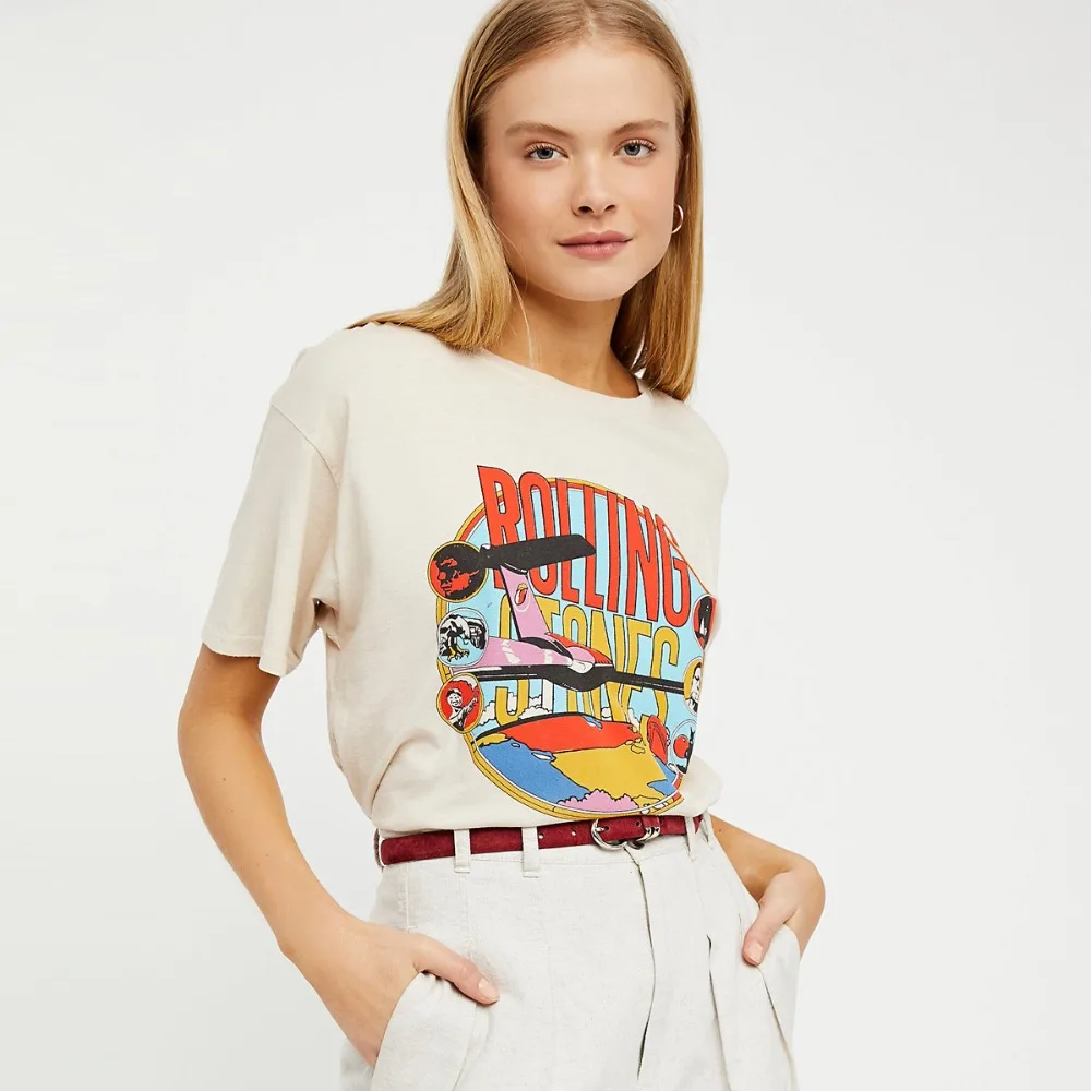 

Cotton T-Shirts & Tops O-Neck Short Sleeve Women's Summer Top Casual Shirt Women's Clothing with Stones Around The World Picture