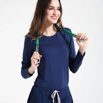 

Navy Underscrub Tee Medical Tshirt Longsleeve Tees Crewneck Scrub Thermal Comfortable Cotton Super Soft Night Shift Nurse Tops