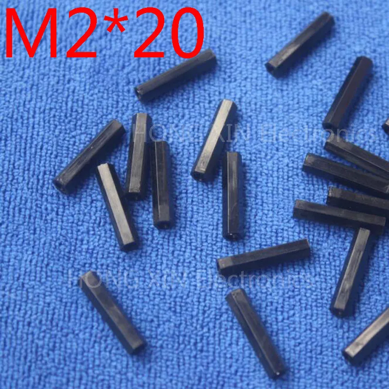 M2*20 Black 100pcs nylon Standoff Spacer Standard M2 Female Female 20mm