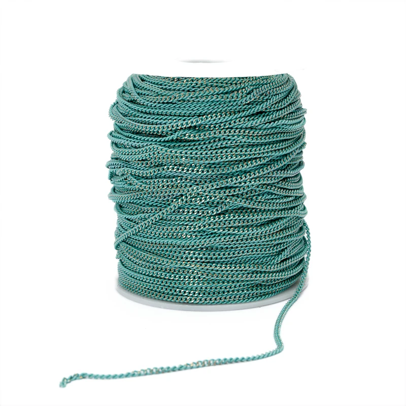 BASEHOME 5 м/лот 2x3 мм Красочные цепочки для ожерелья Фурнитура латунные объемные цепи для DIY ювелирные аксессуары