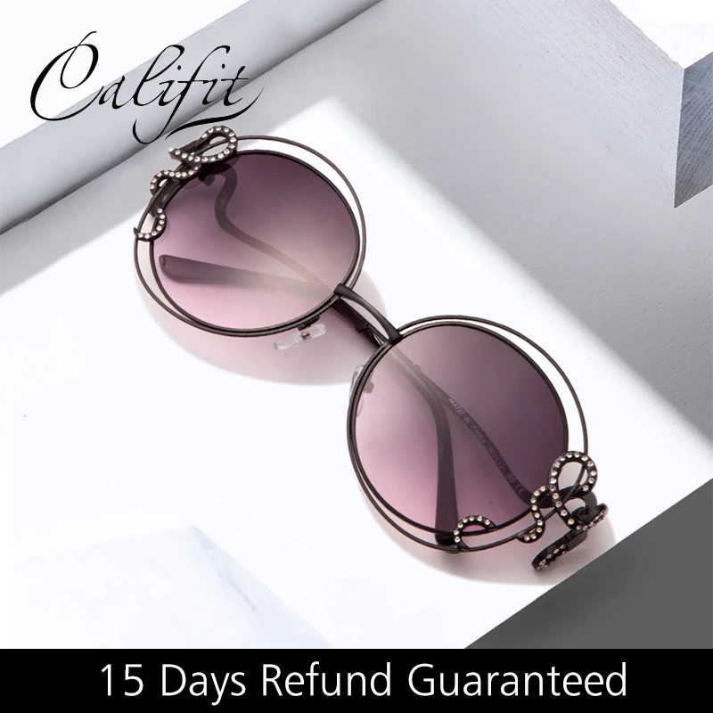 

DOLCE VISION Sunglasses Women Double Round Frame Vintage Rhinestone Brand Design Sunglasses Women Oversized Shades Female New