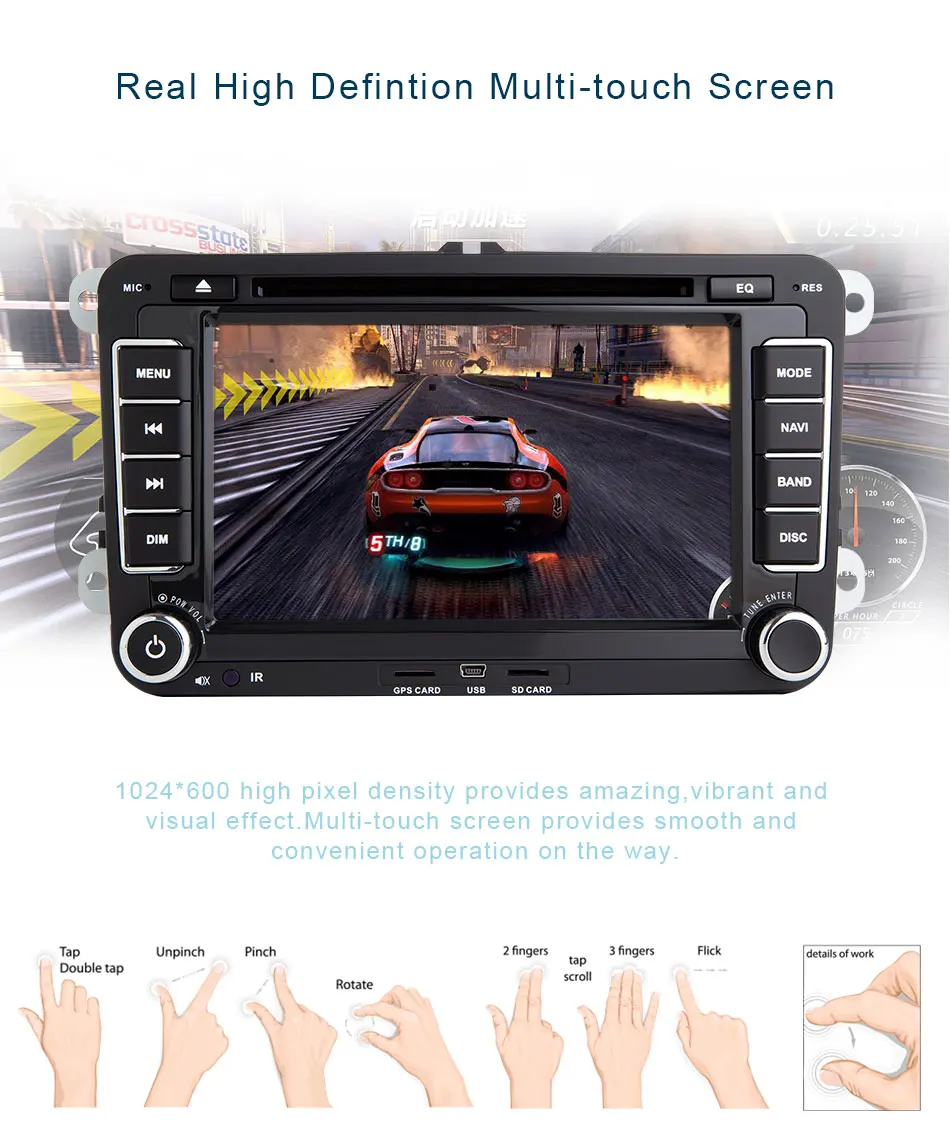Perfect 7" Android 8.1 Car Radio DVD Player For VW/Volkswagen/POLO/Golf/Skoda/Octavia/Seat/Leon Multimedia Stereo GPS Navi Wifi TPMS FM 5