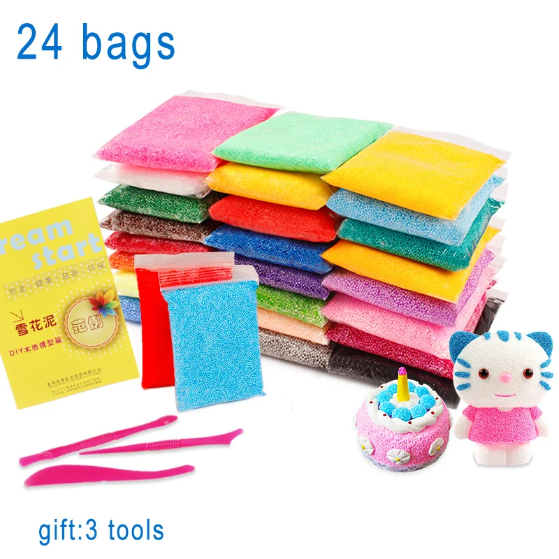 

24pcs/set Handmade DIY Soft Polymer Foam Modelling Clay Set Snow Pearl Mud Playdough Educational Plasticine Toys for Children