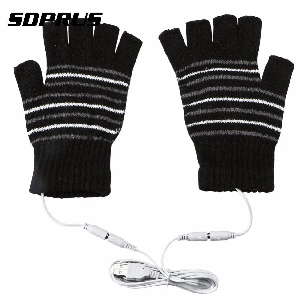 Unisex Winter Gloves Electric USB Heatting Hand Warming Half Finger