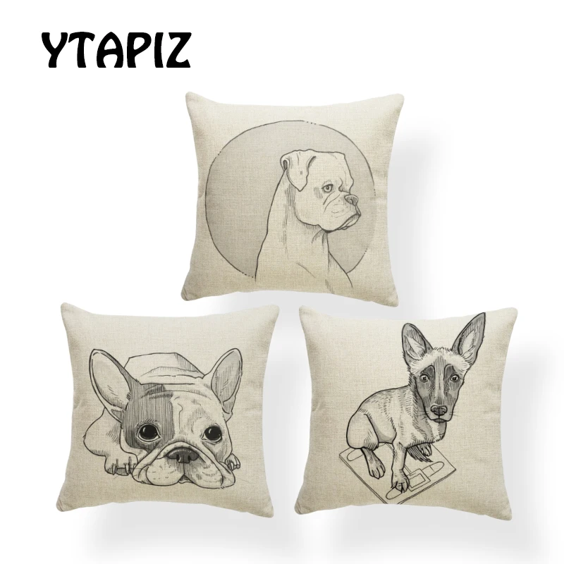 

Simple Sketch Portrait Whippet Dachshund American Staffordshire Terrier Mix Cushion Set 45X45Cm Polyester Sofa Decor Pillow