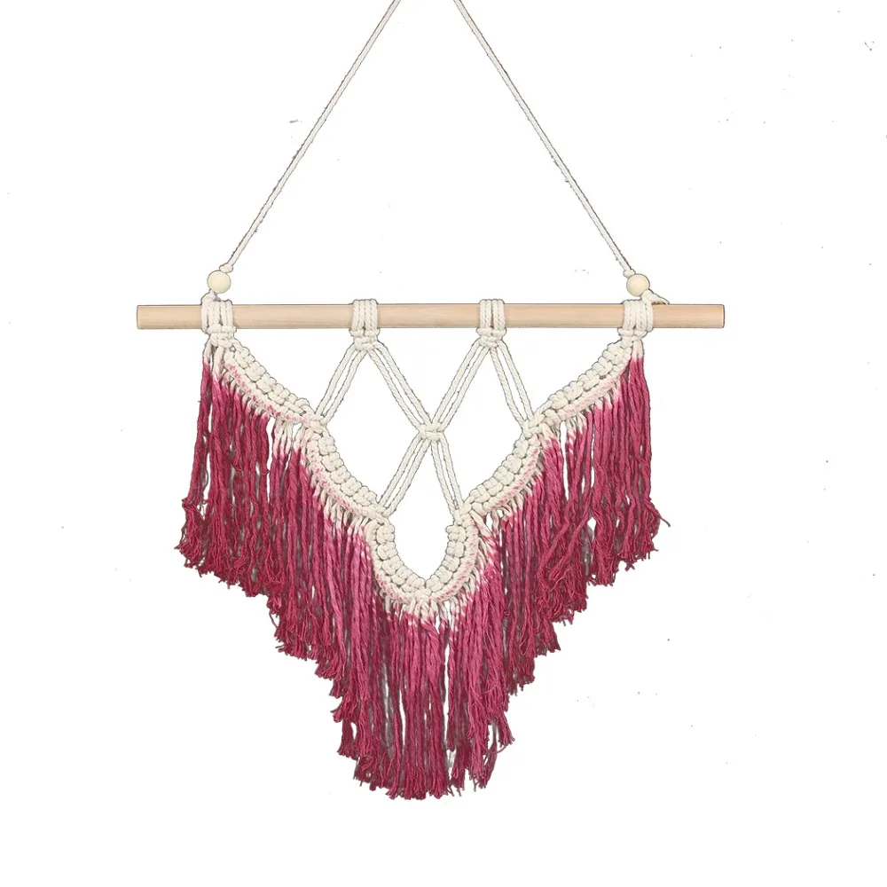 

Macrame Wall Art Handmade Cotton Wall Hanging Tapestry with Lace Fabrics Bohemian Hone Deco