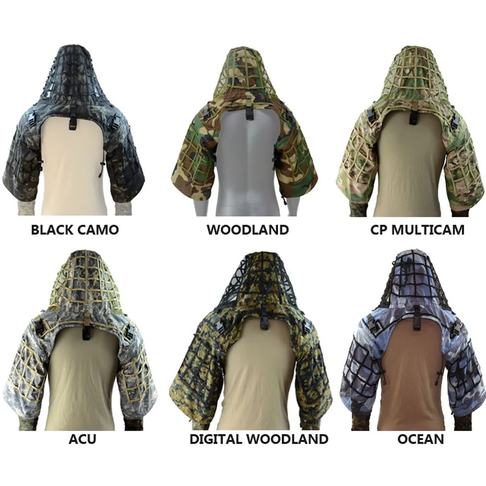 ROCOTACTICAL militar francotirador Ghillie Viper Hood contra traje Ghillie FUNDACIÓN DE Ghillie chaqueta de capucha de camuflaje del bosque - 6