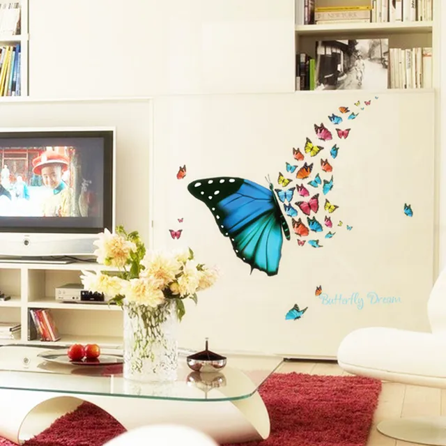 Butterfly Dream Quote Stickers Colorful Flying 3D Wall For Living Room Bedroom Nursery PVC Butterfly Dream Quote Stickers Colorful Flying 3D Wall For Living Room Bedroom Nursery PVC