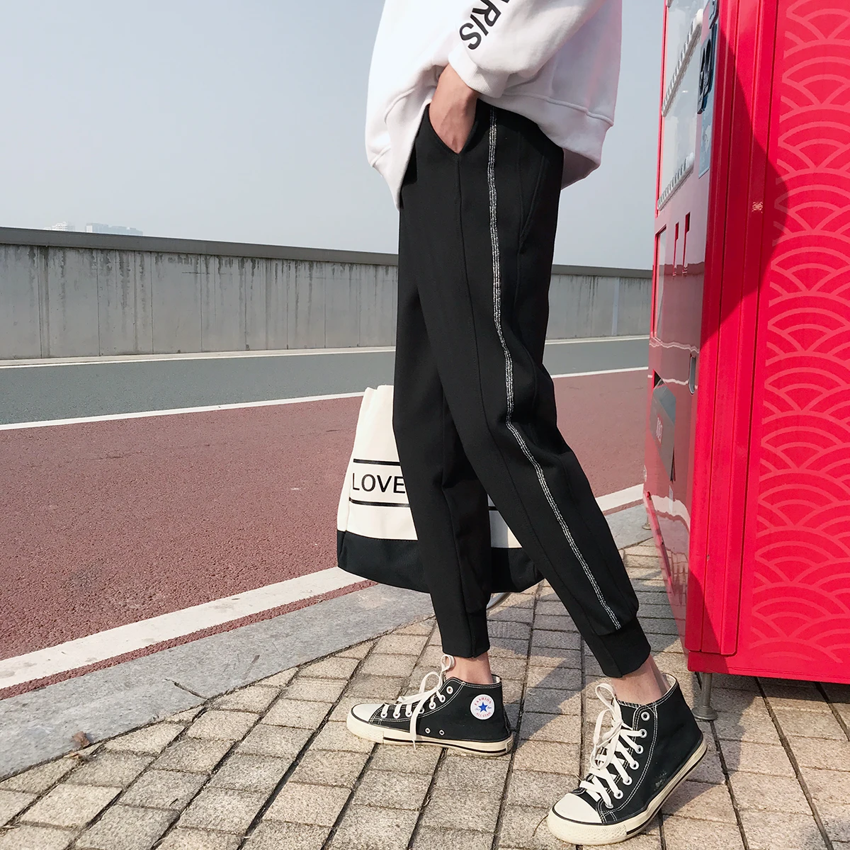 Summer and Autumn New S-2XL Slim Loose Harlan Casual Men's Cropped Pants Individuality Fashion Popular Simple Youth City Campus