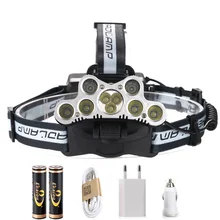 9 x XM-L T6+ 2* R5 USB светодиодный перезаряжаемый налобный фонарь высокой мощности, налобный фонарь, 2 шт., 18650 аккумулятор, налобный фонарь для путешествий