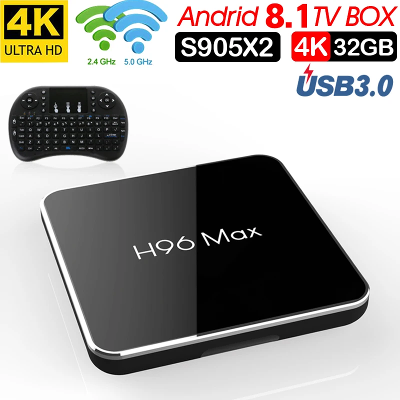 H96Max Smart TV BOX Android 8.1 Amlogic S905X2 LPDDR4 Quad Core 4 gb 32 gb 2.4g & 5 ghz wifi BT 100 m 4 k Set top box X96 Max H96Max Smart TV BOX Android 8.1 Amlogic S905X2 LPDDR4 Quad Core 4 gb 32 gb 2.4g & 5 ghz wifi BT 100 m 4 k Set top box X96 Max