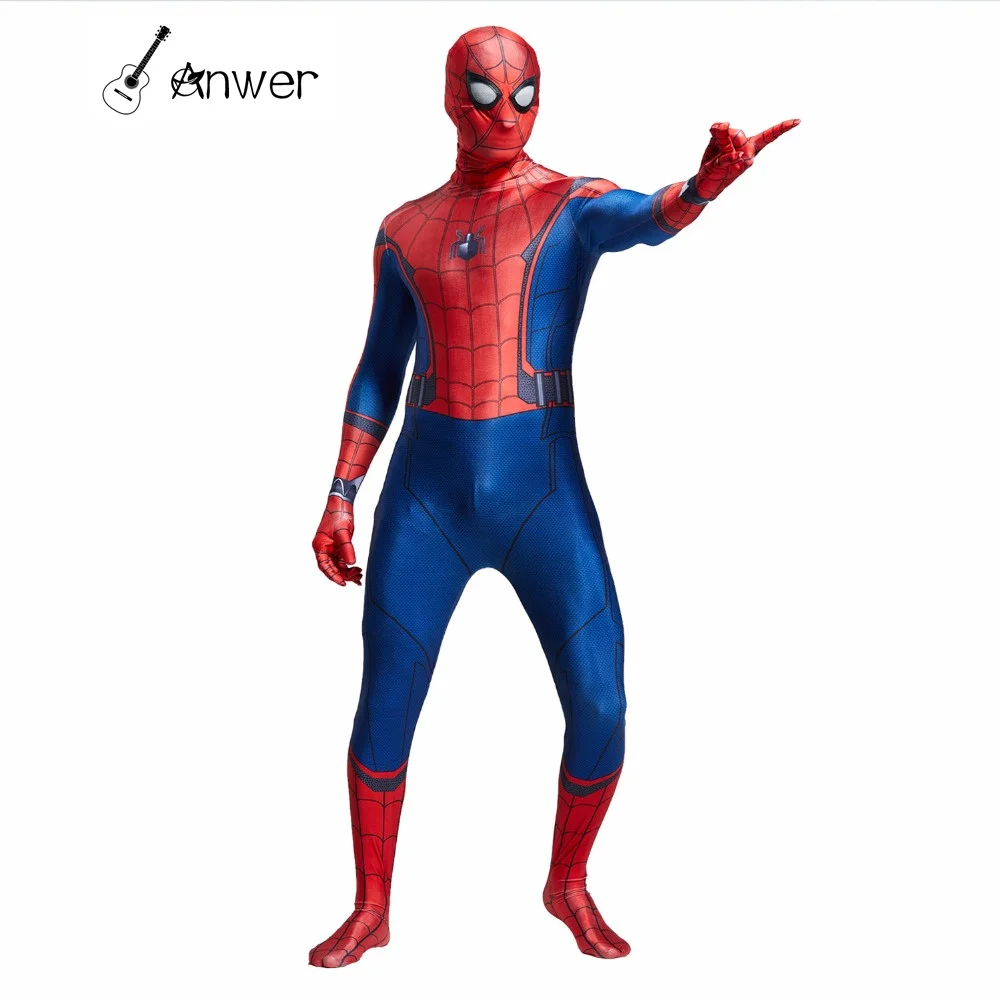 3D Spider-man Homecoming Cosplay Costume Man Spandex Lycra Spiderman Zentai Suit with Mask Halloween Party Bodysuit | Тематическая
