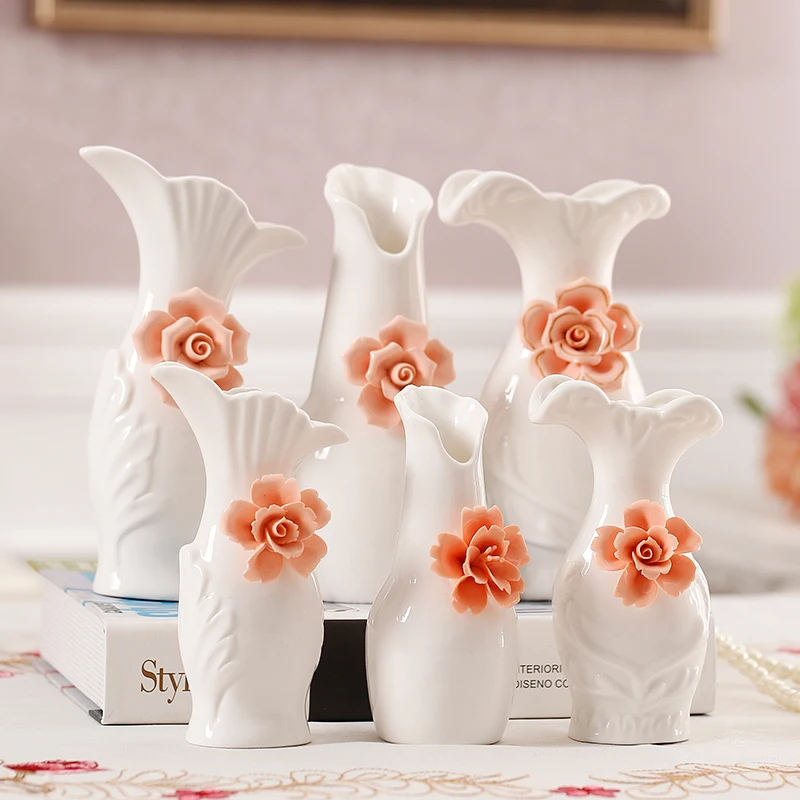 White vase ceramic modern and simple creative living room vase decoration vases 6 size optional
