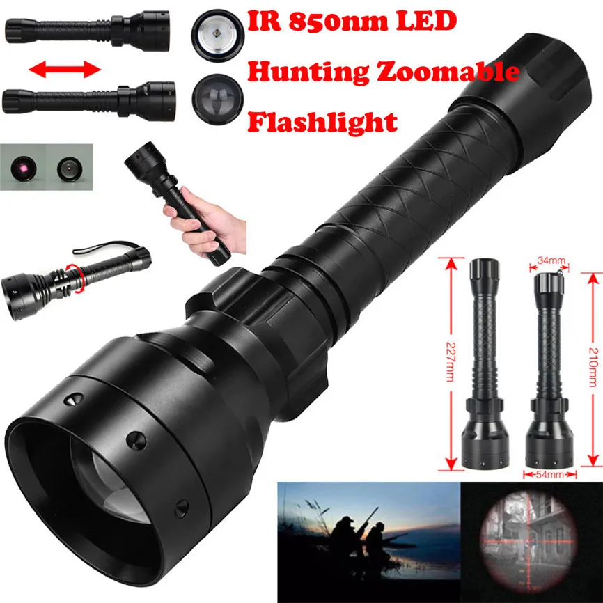 

T50 LED Flashlight Long Range Infrared 10W IR 850nm Hunting Light Night Vision Torch 18650 Rechargeable Torch Oct#2