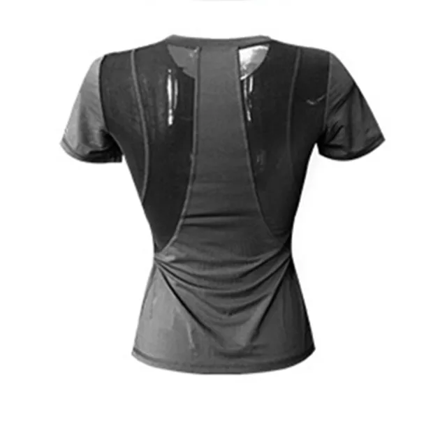 Mesh Short Sleeve Workout Tops For Women Quick Dry Breathable Sport