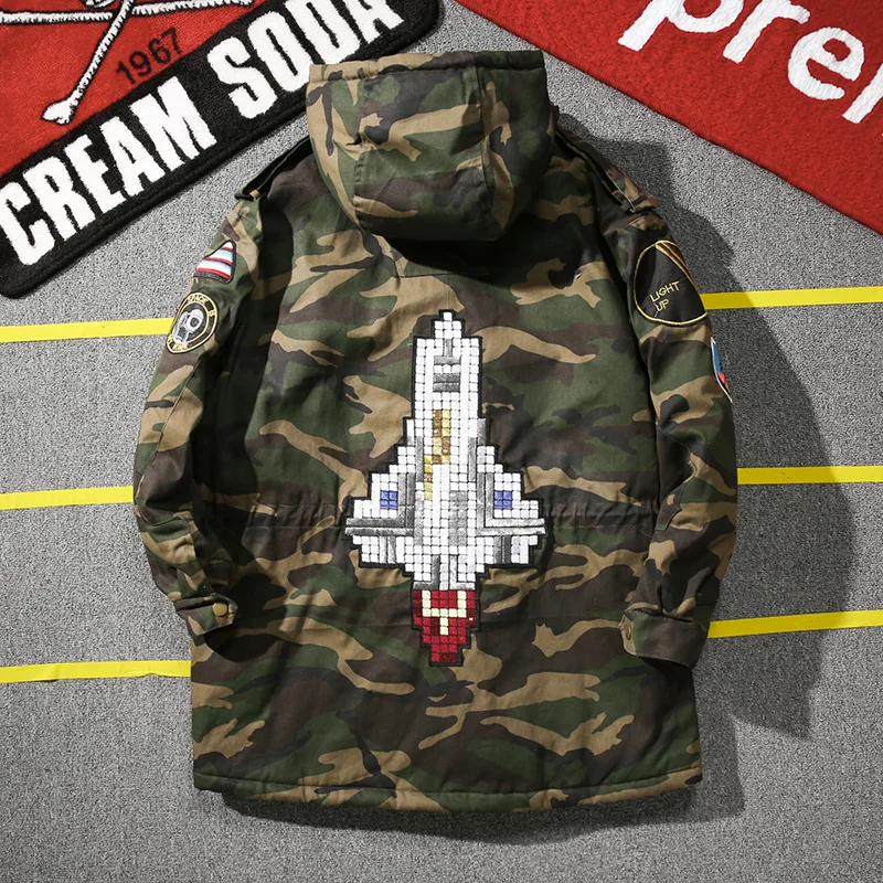 2016 Winter Hooded Camouflage Coat Men Casual Parka Military Jacket Men Plus Size 4XL Loose Rocket
