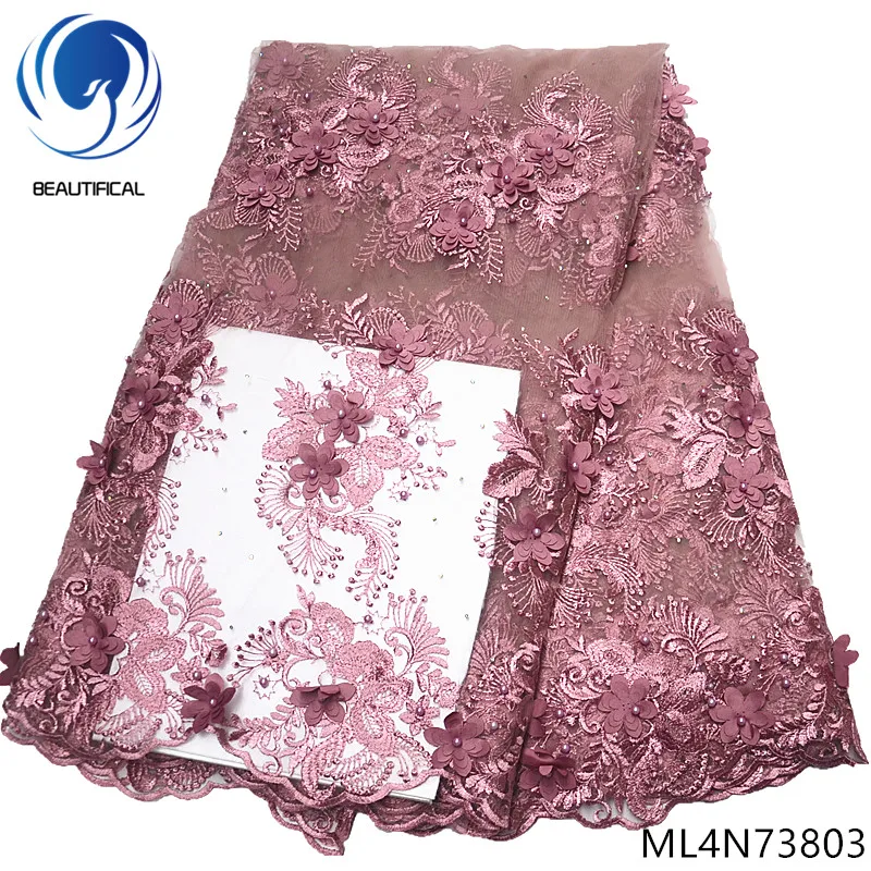 

BEAUTIFICAL French 3d Lace Fabric African Women Dress Lace material beads 3d Lace ML4N738
